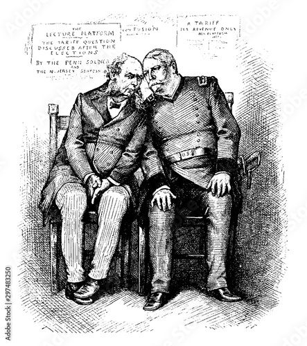 Hancock at Odds with Randolph, vintage illustration photo