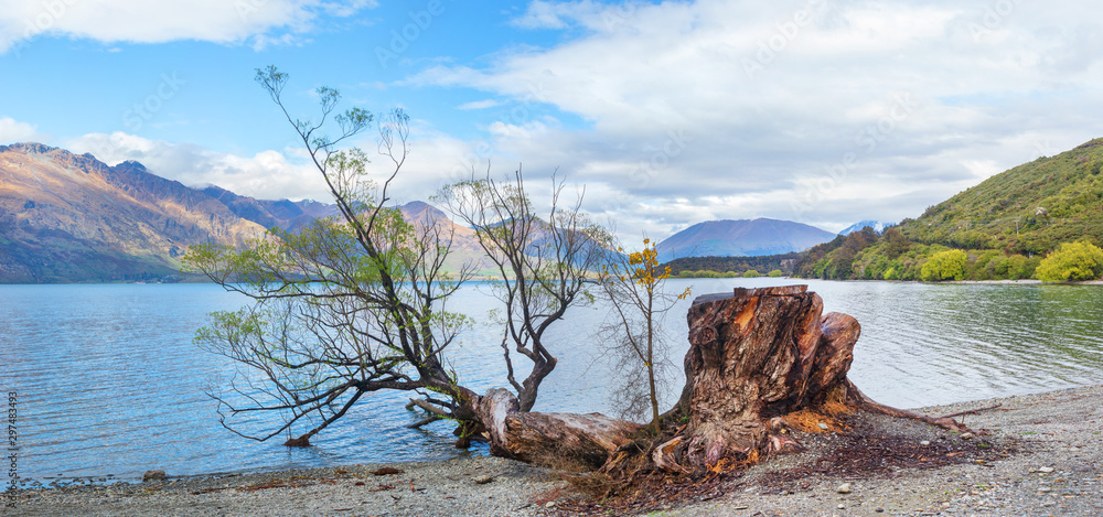 Wakatipu lake and mountains view, New Zealand Wakatipu lake and mountains view, New Zealand
