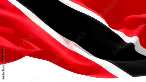 Republic of Trinidad and Tobago waving national flag. 3D illustration