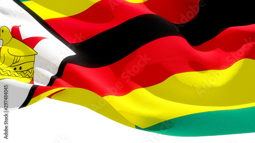 Republic of Zimbabwe waving national flag. 3D illustration