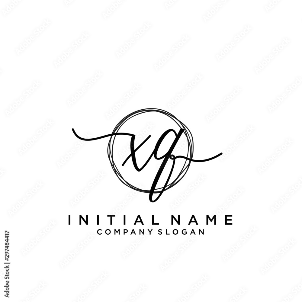 XQ Initial handwriting logo with circle template XQ Initial handwriting logo with circle template
