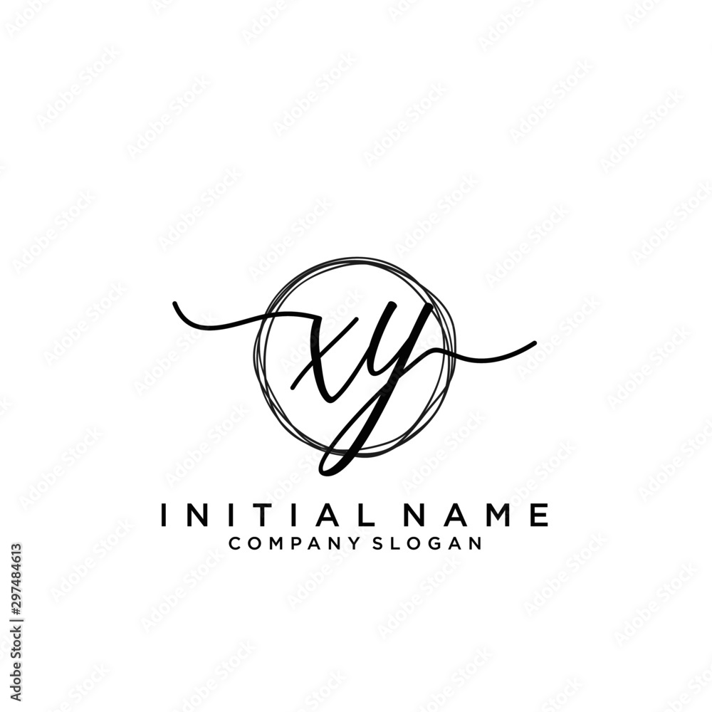 XY Initial handwriting logo with circle template XY Initial handwriting logo with circle template