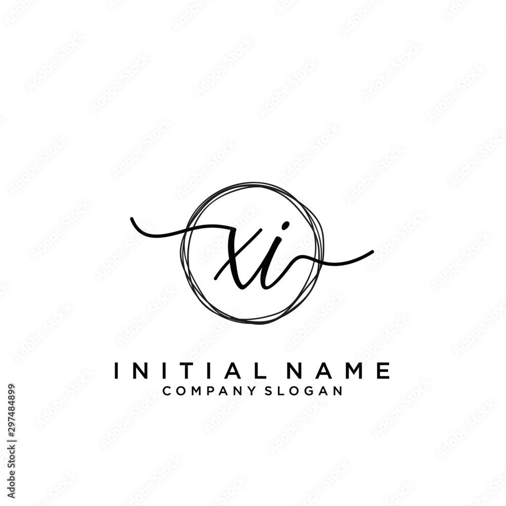 XI Initial handwriting logo with circle template XI Initial handwriting logo with circle template