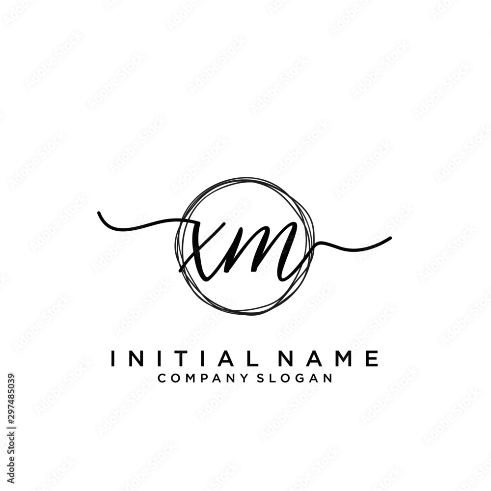 XM Initial handwriting logo with circle template XM Initial handwriting logo with circle template
