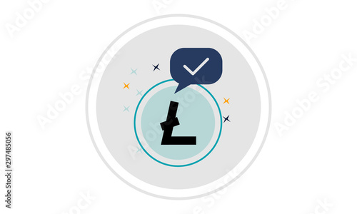 Litecoin accepted here icon for cryptocurrency payment and transactions