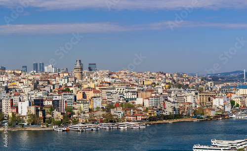 Istanbul city view from Suleymaniye Mosque overlooking the Golden Horn with Galata Tower in the background  Istanbul  Turkey