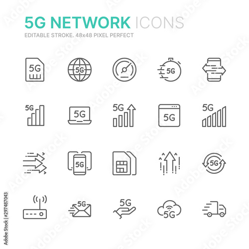 Collection of 5G networks related line icons. 48x48 Pixel Perfect. Editable stroke