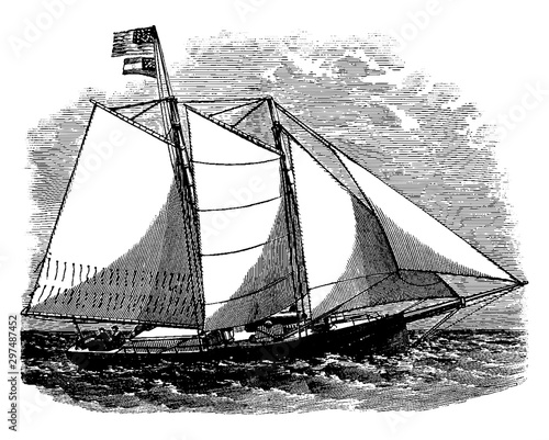 The Savannah Confederate Privateer, vintage illustration.