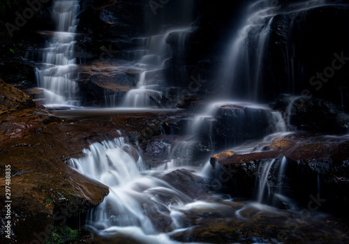 Tumbling mountain stream cascading over rocks