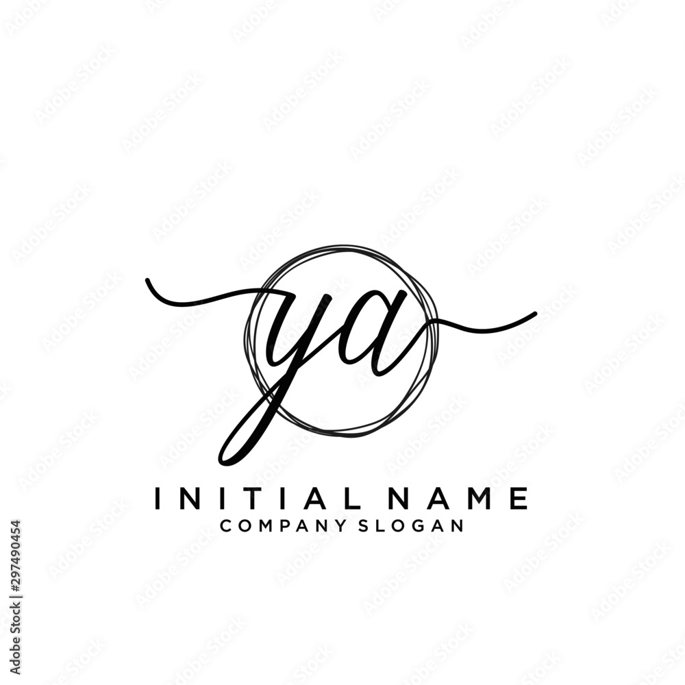 YA Initial handwriting logo with circle template YA Initial handwriting logo with circle template