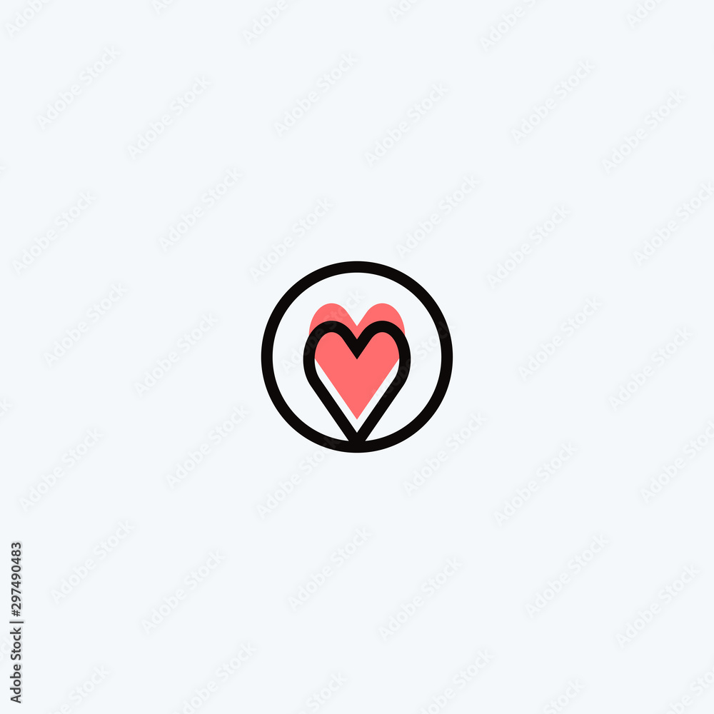 Fototapeta premium Abstract heart circle shape logo design. Round heart icon illustration vector