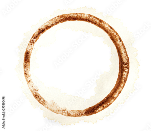 Stains from a glass with coffee on a white background