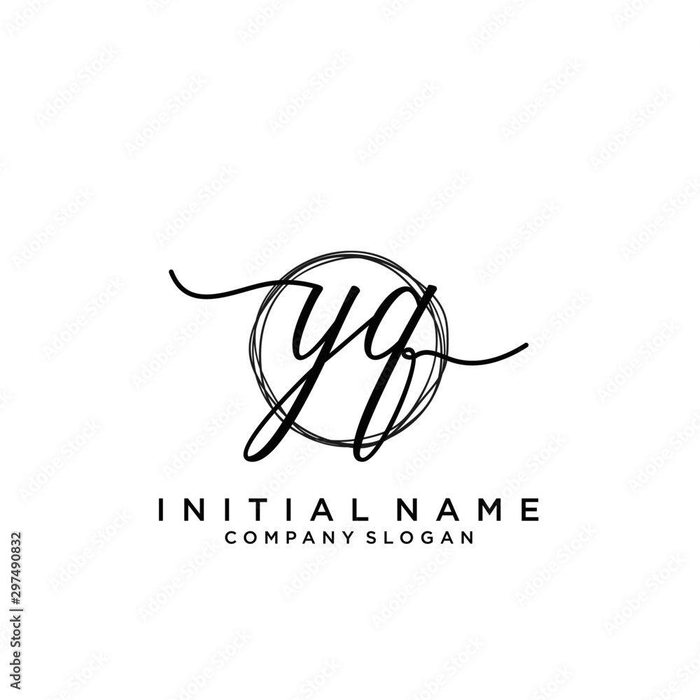 YQ Initial handwriting logo with circle template YQ Initial handwriting logo with circle template