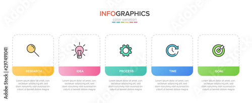 Infographic design with icons and 5 options or steps. Thin line vector. Infographics business concept. Can be used for info graphics, flow charts, presentations, web sites, banners, printed materials.