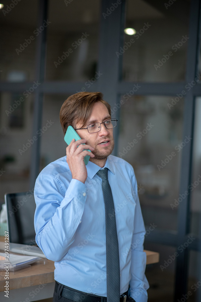 Businessman calling his investor clarifying some moments Businessman calling his investor clarifying some moments