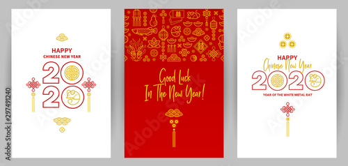 Cards with a White Metal Rat symbol of 2020 on the Chinese calendar.
