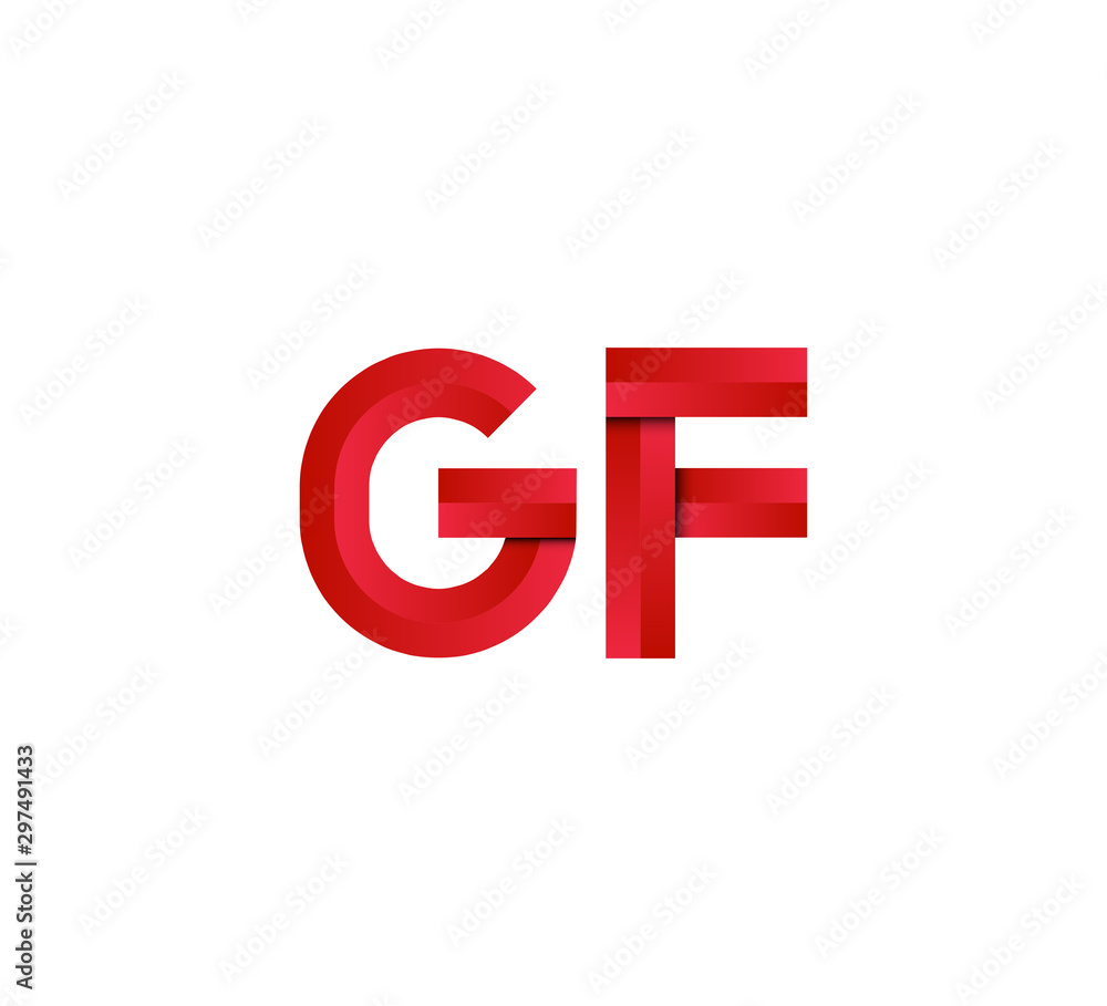 Initial two letter red 3D logo vector GF Initial two letter red 3D logo vector GF