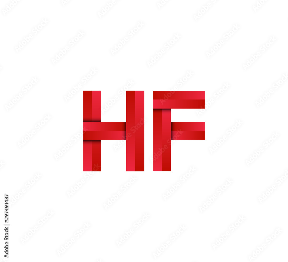 Initial two letter red 3D logo vector HF Initial two letter red 3D logo vector HF