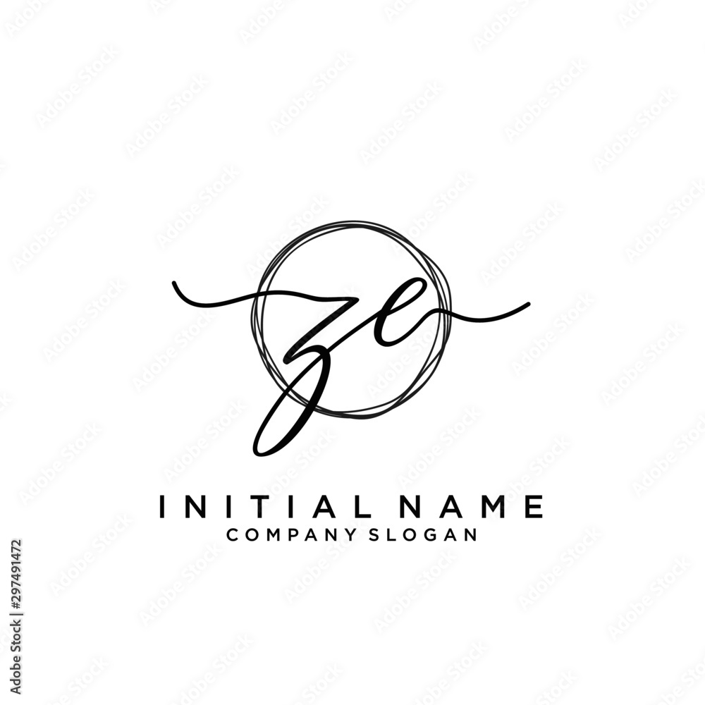 ZE Initial handwriting logo with circle template ZE Initial handwriting logo with circle template