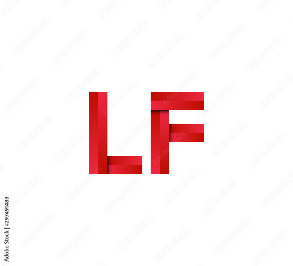 Initial two letter red 3D logo vector LF Initial two letter red 3D logo vector LF
