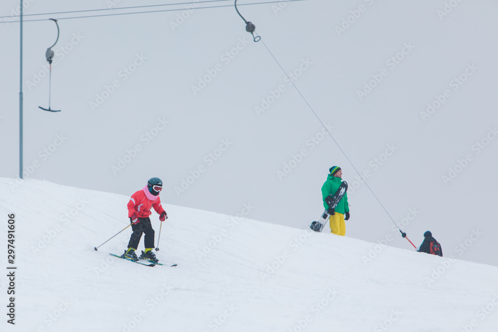 little kid learning to ski