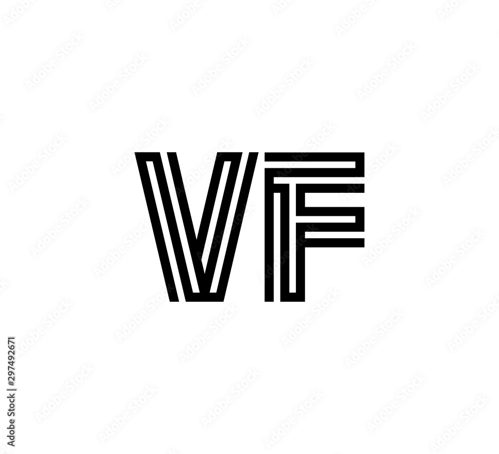 Initial two letter black line shape logo vector VF Initial two letter black line shape logo vector VF