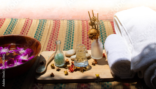 Materials for spa therapy with copy space