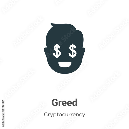 Greed vector icon on white background. Flat vector greed icon symbol sign from modern cryptocurrency collection for mobile concept and web apps design.