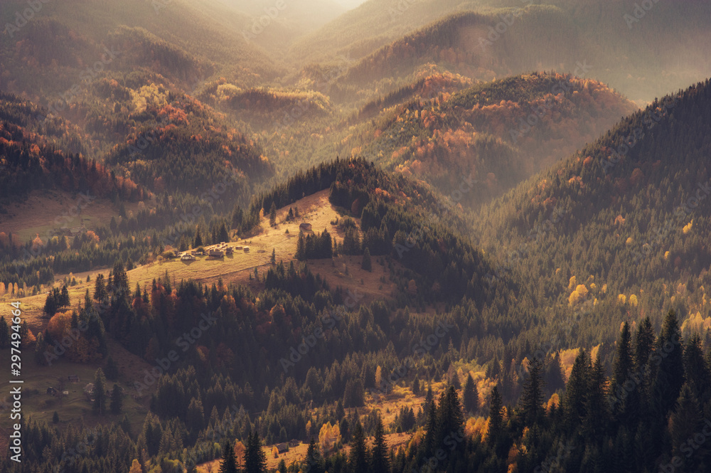 beautiful golden autumn in the mountains. natural background. autumn landscape