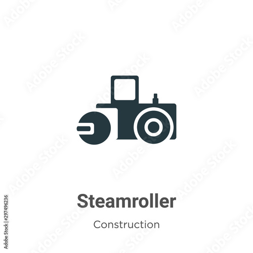 Steamroller vector icon on white background. Flat vector steamroller icon symbol sign from modern construction collection for mobile concept and web apps design.