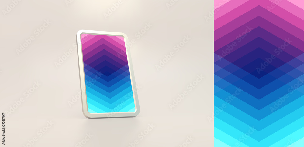 Fototapeta premium Abstract geometrical background with trendy gradients. 3d vector illustration for mobile phone cover and screen.