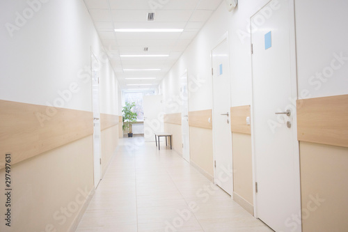 long corridors to hospitals  offices in the hospital