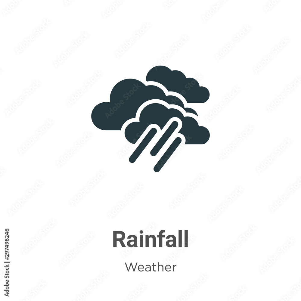 Rainfall vector icon on white background. Flat vector rainfall icon ...
