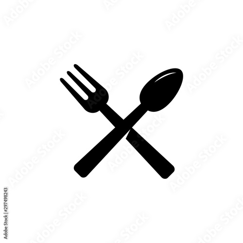 Fork and spoon icon vector, cutlery isolated on grey circle, vector restaurant element