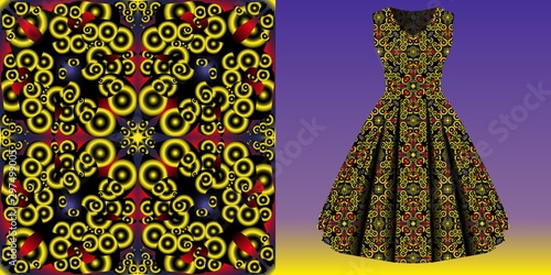 Fashion pattern on female dress mockup