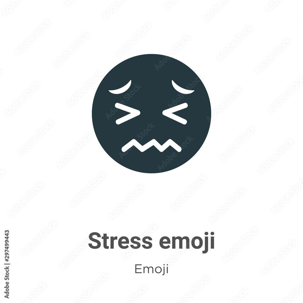 Stress emoji vector icon on white background. Flat vector stress emoji ...