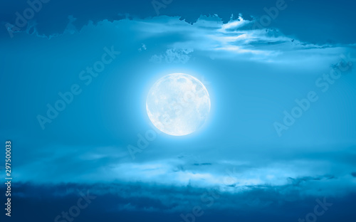 Fototapeta Naklejka Na Ścianę i Meble -  Night sky with moon in the clouds 