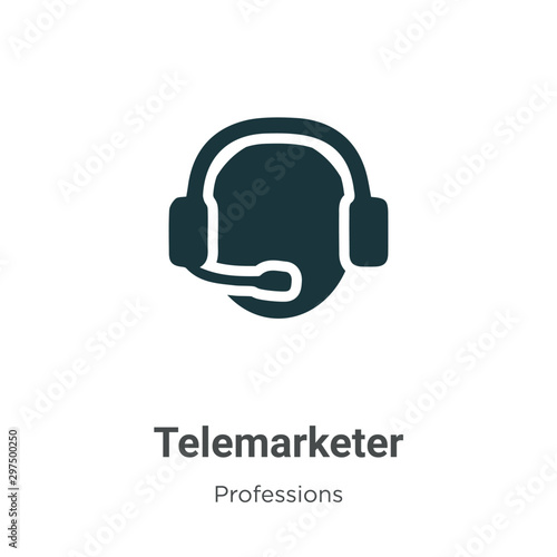 Telemarketer vector icon on white background. Flat vector telemarketer icon symbol sign from modern professions collection for mobile concept and web apps design.