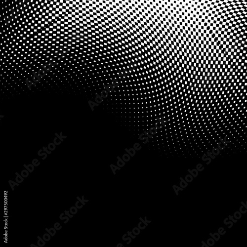Halftone texture on black and white gradient background
