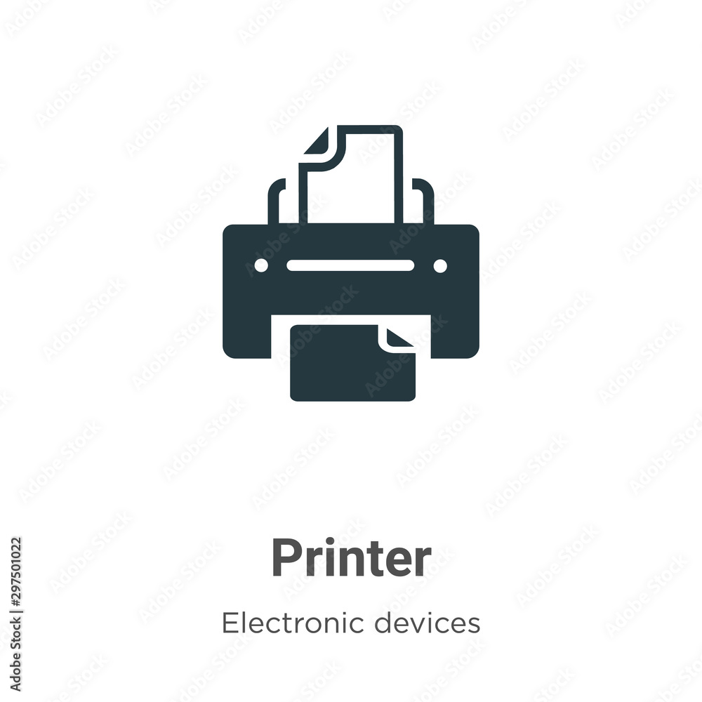Printer vector icon on white background. Flat vector printer icon ...