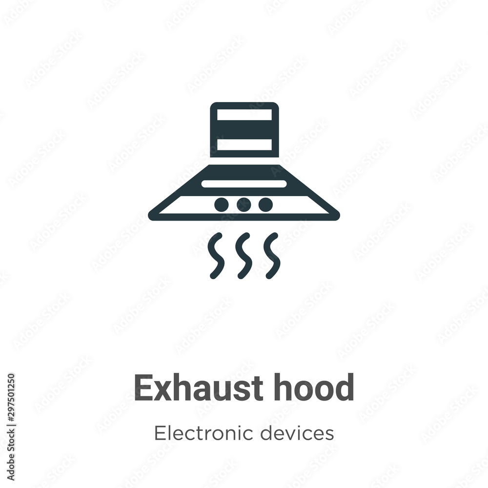 Exhaust hood vector icon on white background. Flat vector exhaust hood
