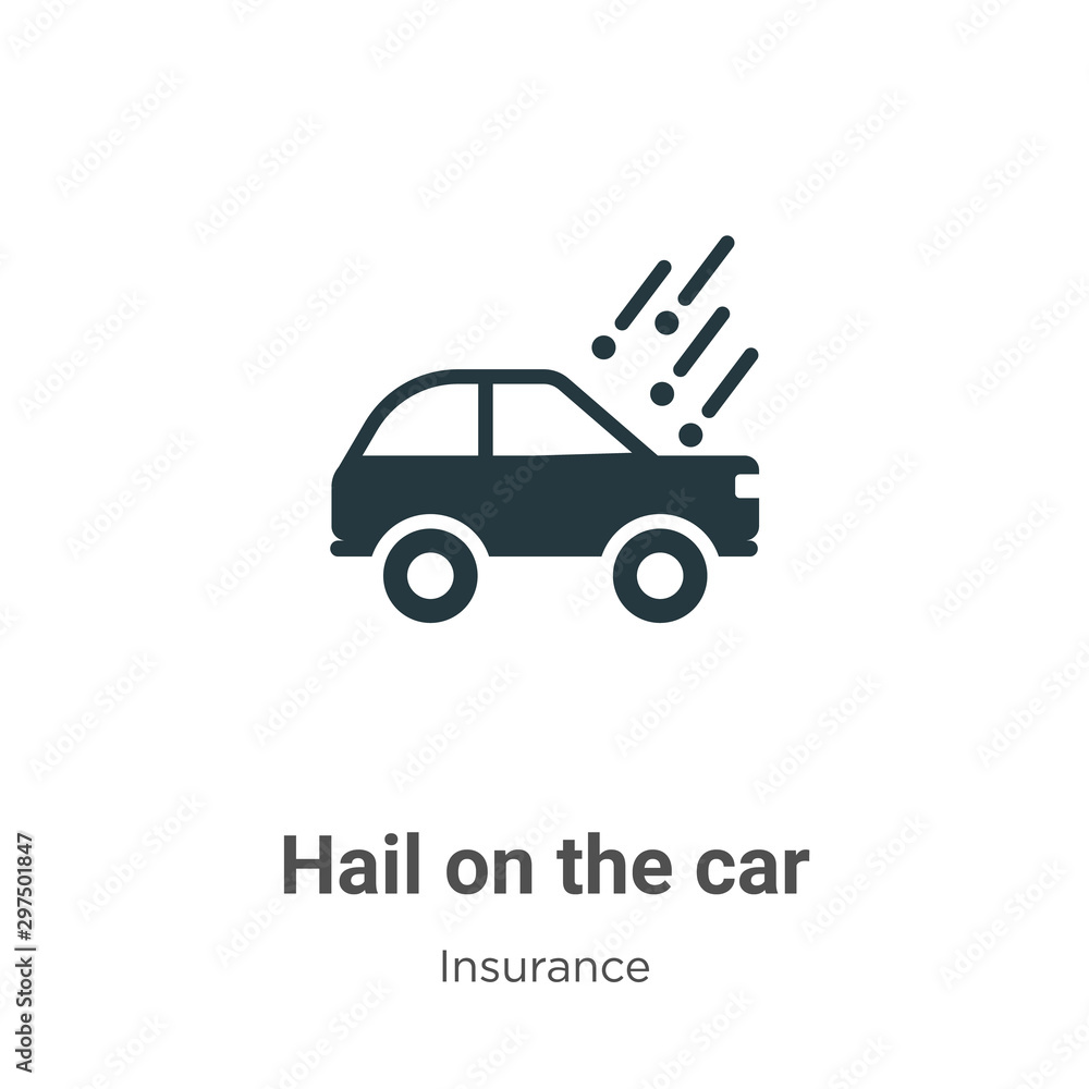 Hail on the car vector icon on white background. Flat vector hail on the car icon symbol sign from modern insurance collection for mobile concept and web apps design.