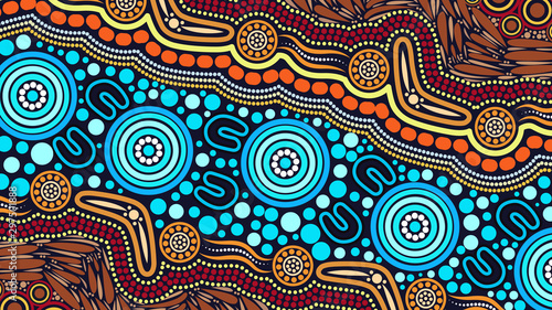Illustration based on aboriginal style of background.