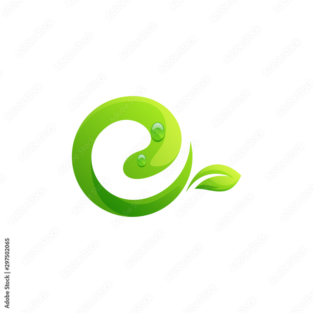 Obraz premium letter E leaf logo design vector illustration