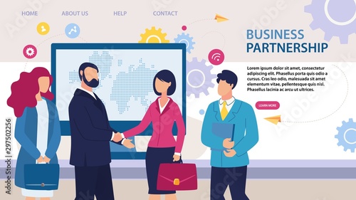 Business Partnership Landing Page Flat Design