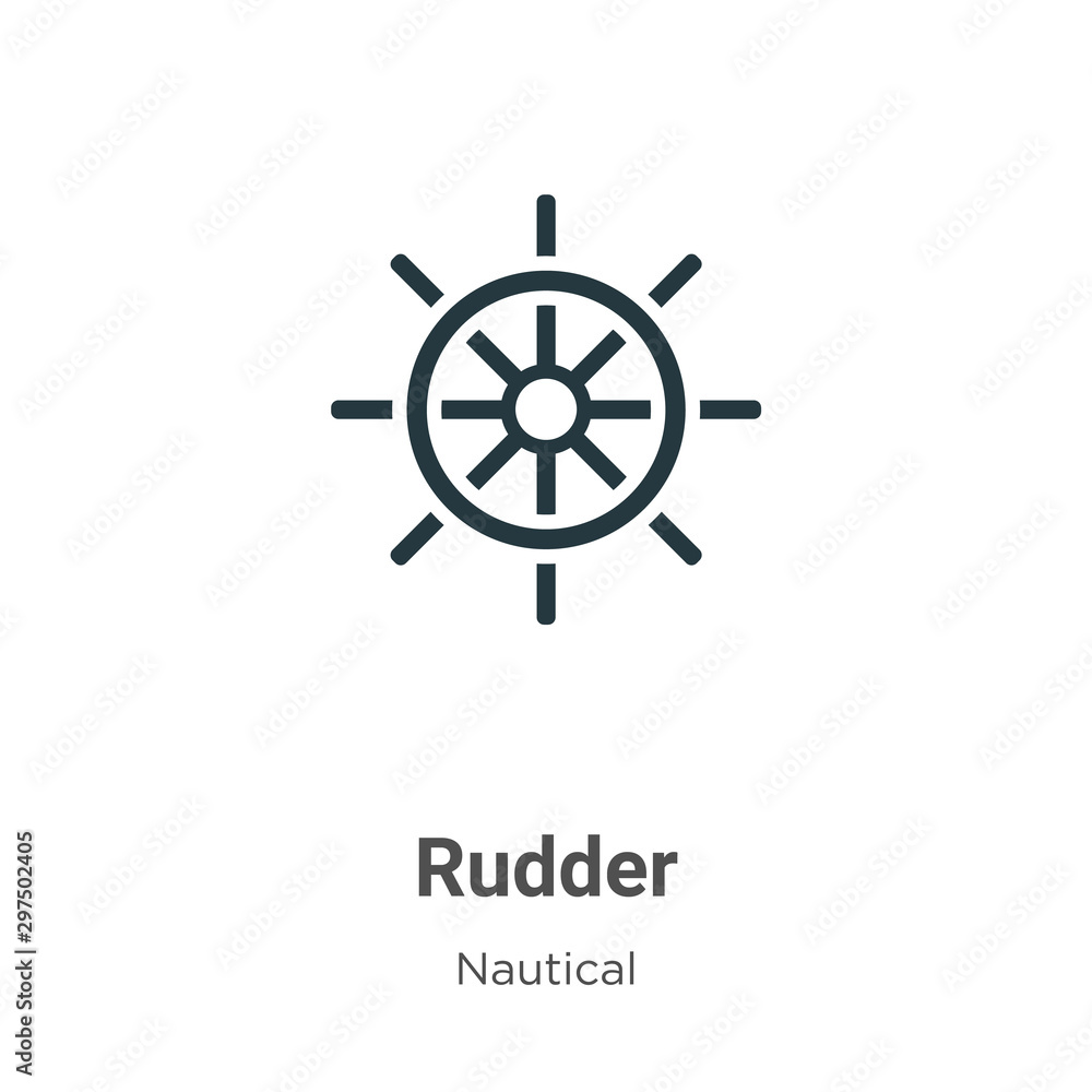 Rudder vector icon on white background. Flat vector rudder icon symbol sign from modern nautical collection for mobile concept and web apps design.