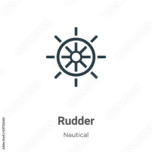 Rudder vector icon on white background. Flat vector rudder icon symbol sign from modern nautical collection for mobile concept and web apps design.