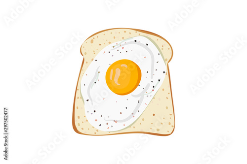 Omelet breakfast with eggs, seasonings and toast bread.