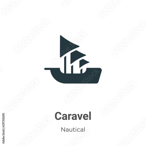 Caravel vector icon on white background. Flat vector caravel icon symbol sign from modern nautical collection for mobile concept and web apps design.