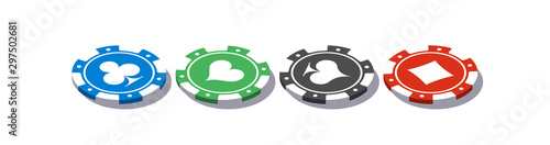 isometric illustration bet chips in Online casino mobile app. Banner with logo bet chips Online Casino isometric mobile app icon isolated on white background. Jackpot on the table icon isometry poster